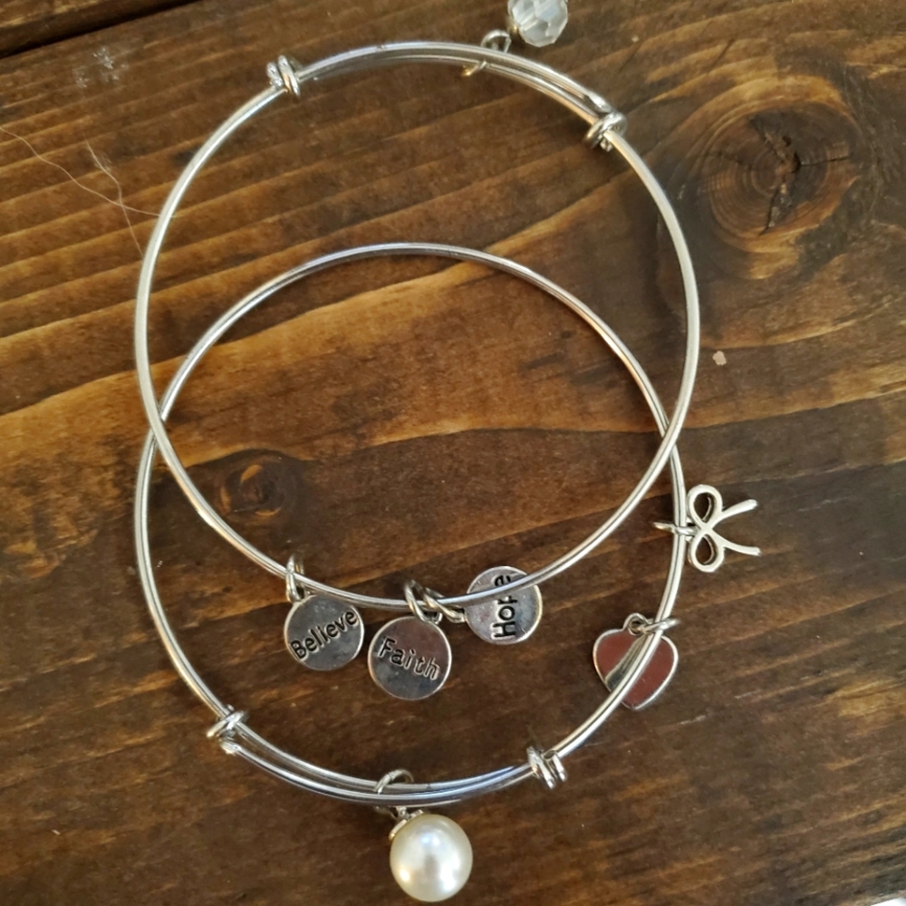 Siver Faith Hope Believe Bangles